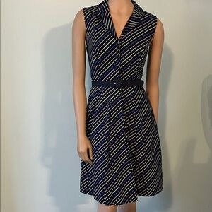 Modcloth Navy and cColorful Striped Midi Dress